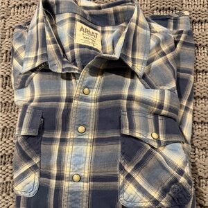 Ariat Navy and Cream Plaid Western Shirt